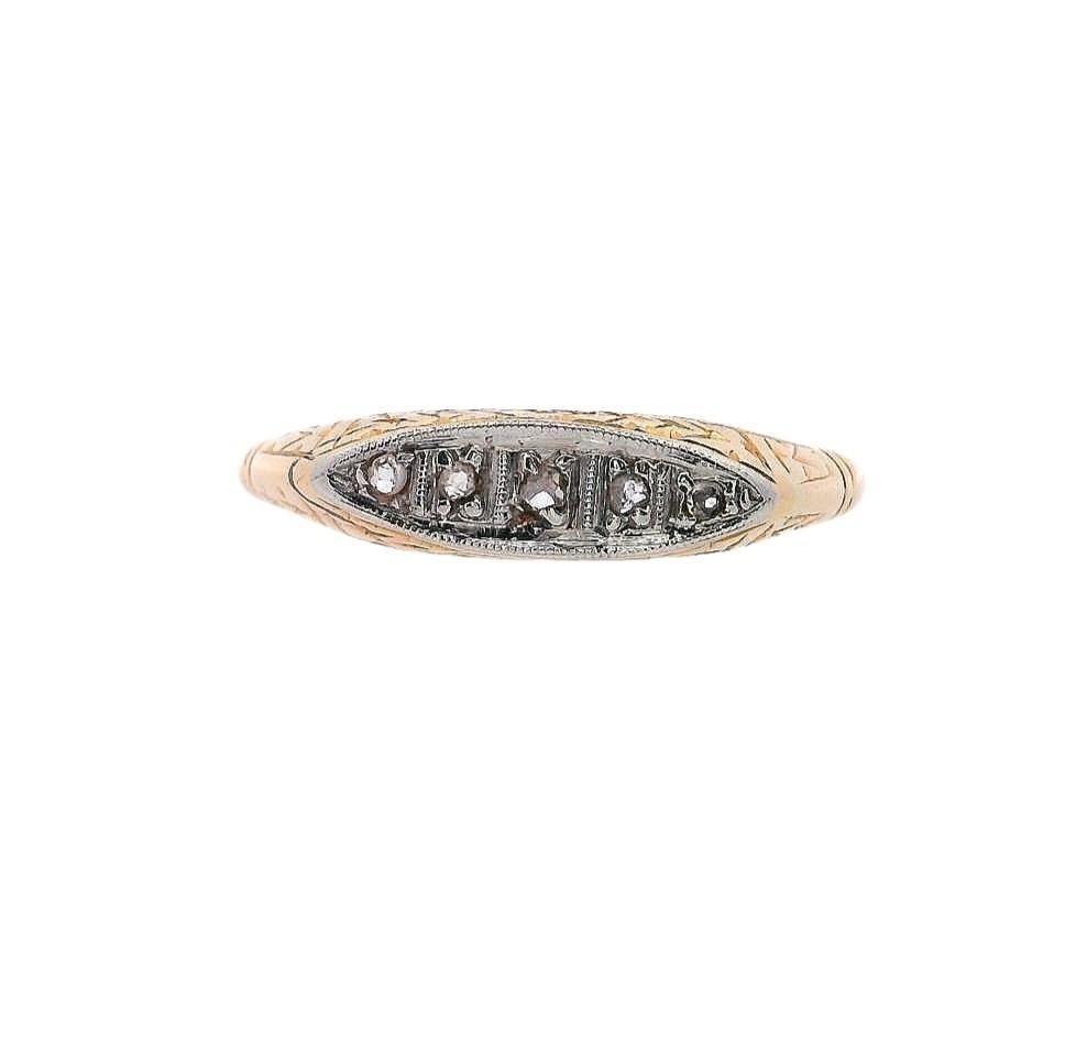 Edoardiano Anello Edwardiano del 1900 in oro 18kt e platino con diamanti in vendita
