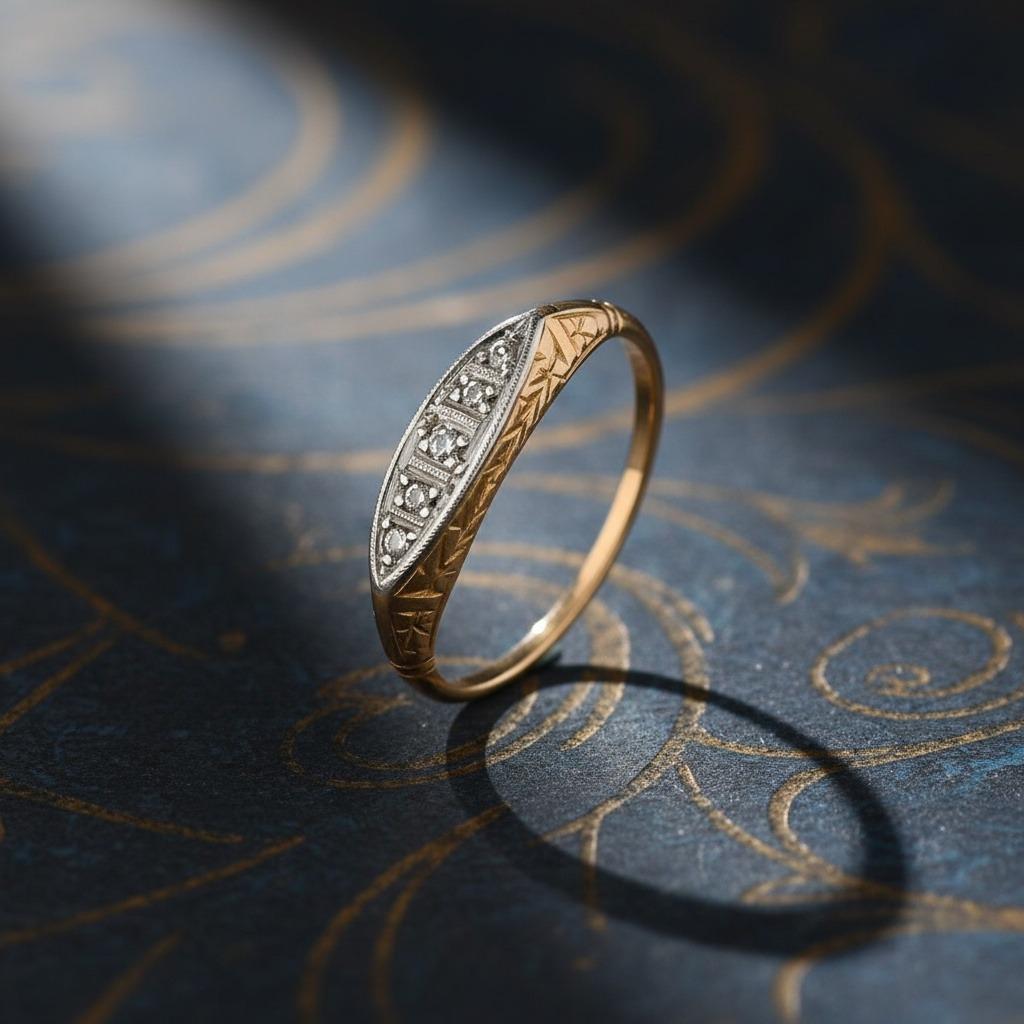 Anello Edwardiano del 1900 in oro 18kt e platino con diamanti in vendita 1