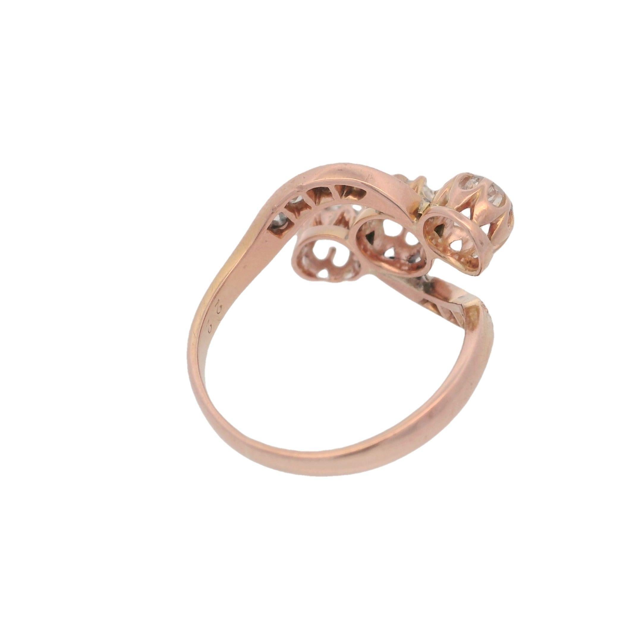 Anello edoardiano del 1900 in oro rosa 18kt con diamanti in vendita 1