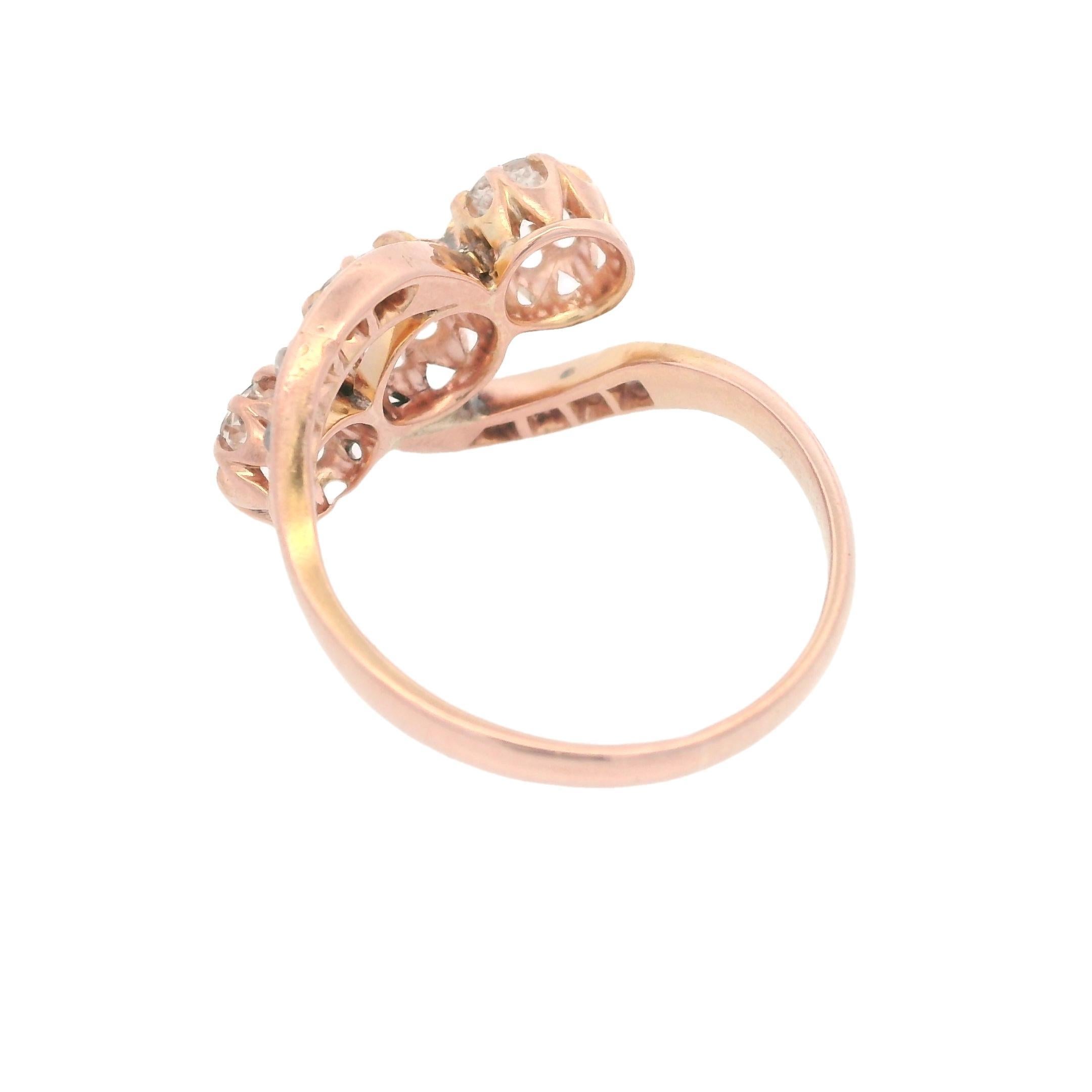 Anello edoardiano del 1900 in oro rosa 18kt con diamanti in vendita 3