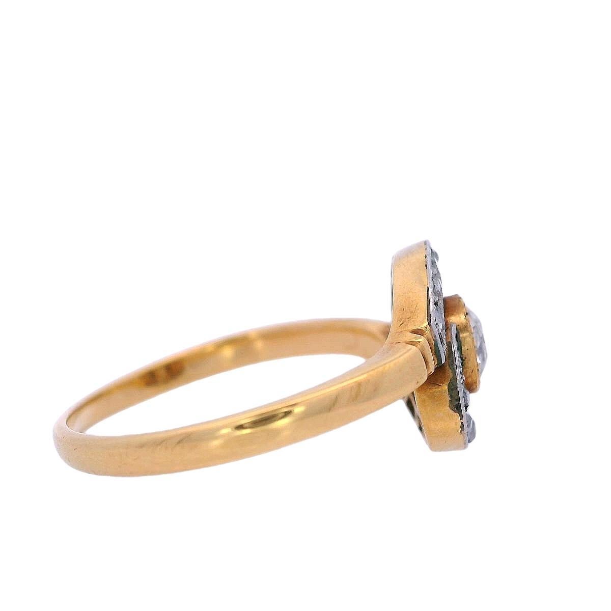Old Mine Cut Edwardian 1900 Ring in 18kt yellow Gold and Platinum with Diamonds For Sale