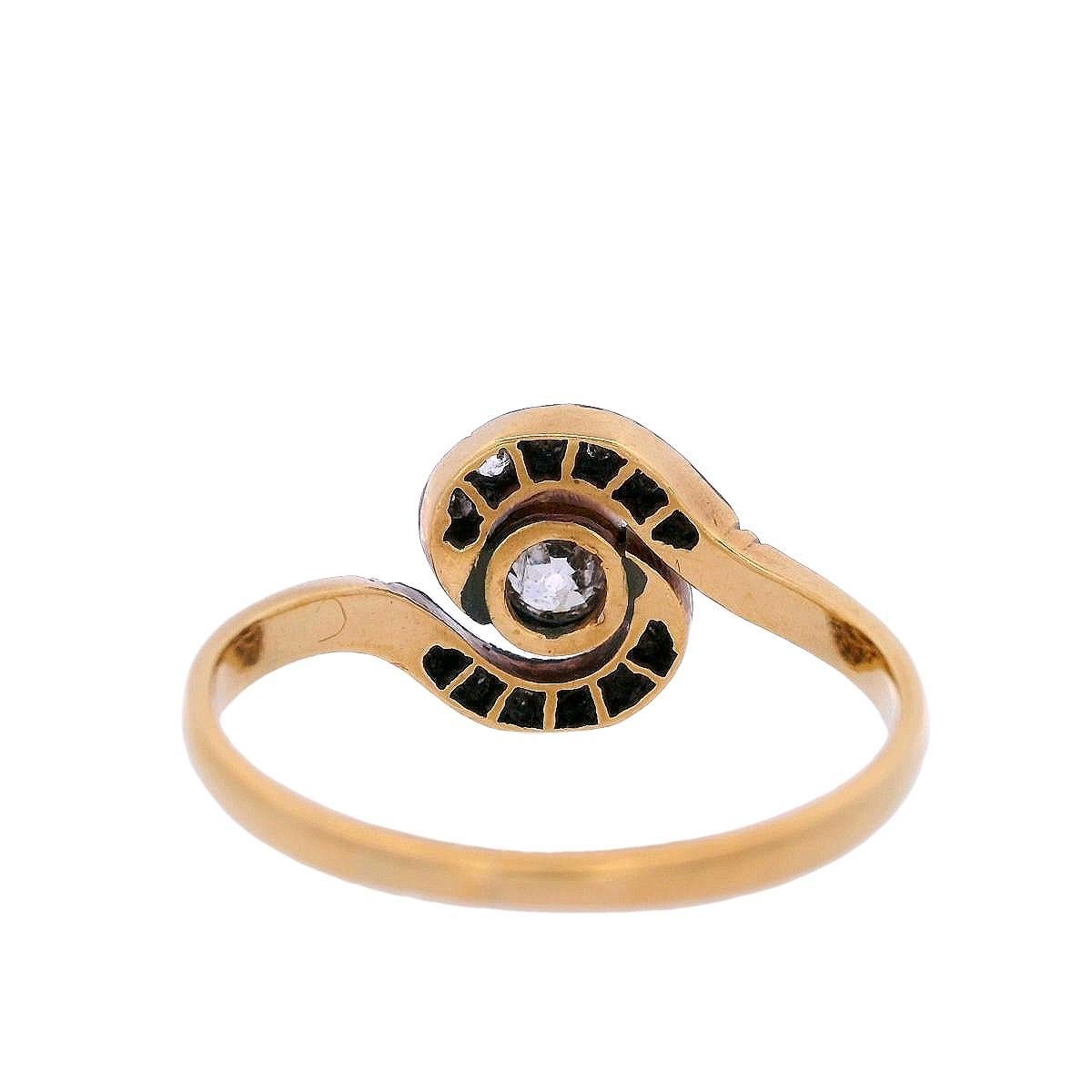 Edwardian 1900 Ring in 18kt yellow Gold and Platinum with Diamonds For Sale 2