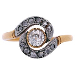 Antique Edwardian 1900 Ring in 18kt yellow Gold and Platinum with Diamonds