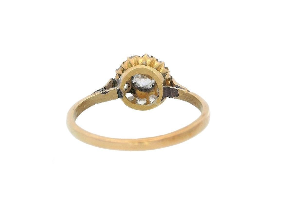 Bague édouardienne 1900 en or jaune 18 carats avec diamants taille vieille mine en vente 1