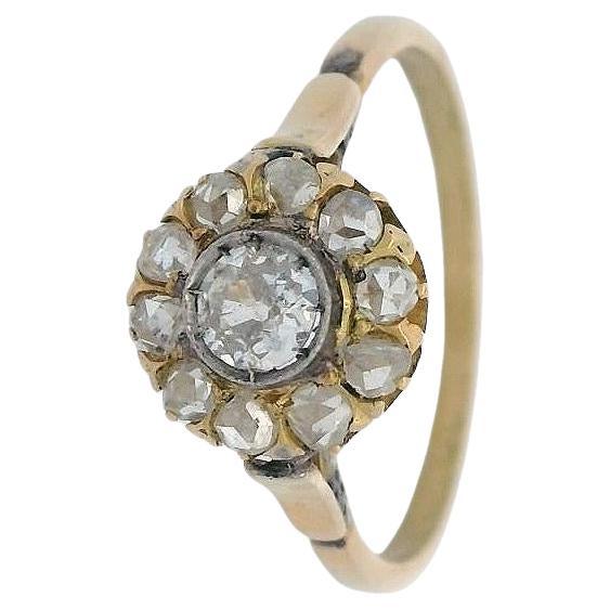Edwardian 1900 Rosetta Ring in 18kt yellow Gold with Old mine Diamonds