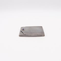 Edwardian 1900 Vesta Cards Case In .925 Sterling Silver With Checkerboard Niello