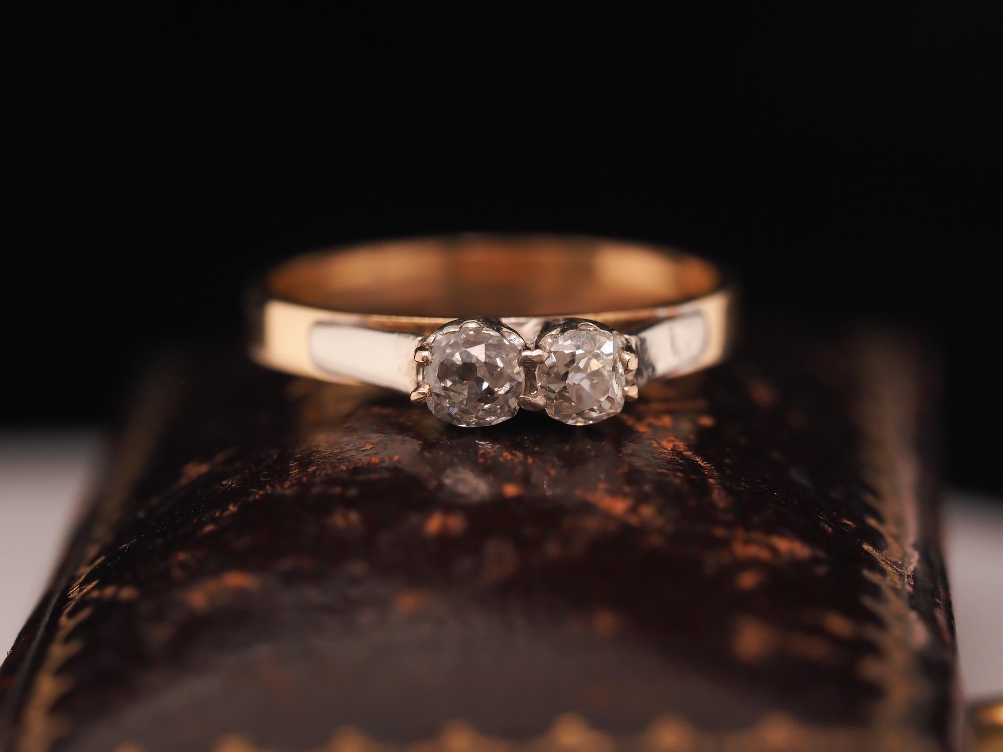Year: 1900s
Item Details:
Ring Size: 8.25 (Sizable)
Metal Type: 18k Yellow Gold [Hallmarked, and Tested]
Weight: 3.2 grams
Diamond Details: .50ct total weight, old mine brilliant, H Color, SI Clarity
Band Width: 2.6mm
Condition: Excellent
Era: