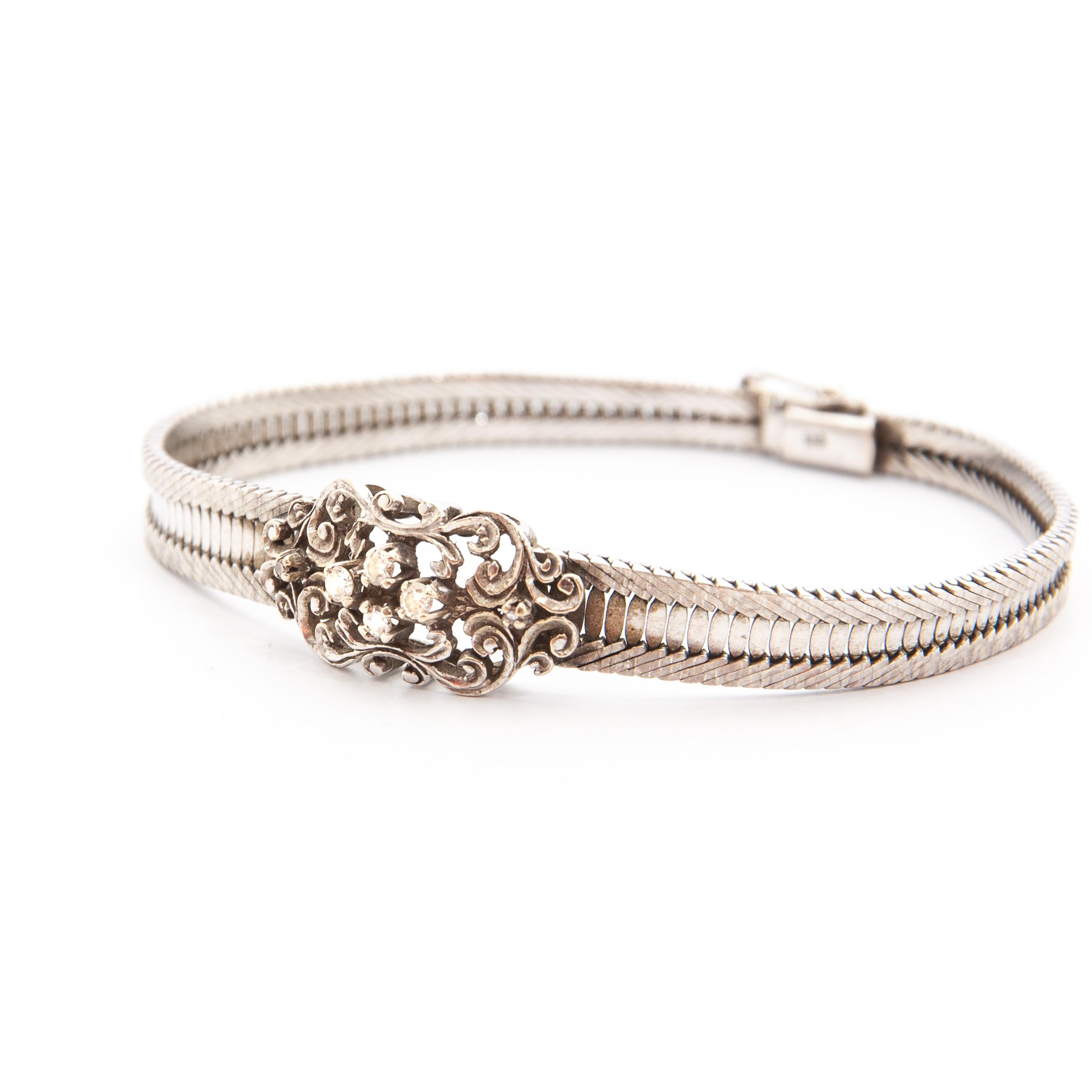 Women's or Men's Antique Edwardian Diamonds and White Gold Bracelet