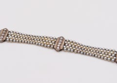 Edwardian 1905 Belle Epoque Pearls Bracelet in Platinum with 1.20 Carat Diamonds