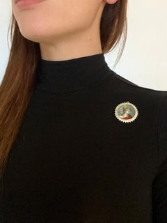 Edwardian 1905 Guilloche Pendant Brooch 18Kt Gold Platinum with 2.56 Ct Diamonds