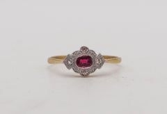 Edwardian 1905 Ring In 18Kt Yellow Gold And Platinum With Diamonds And Ruby