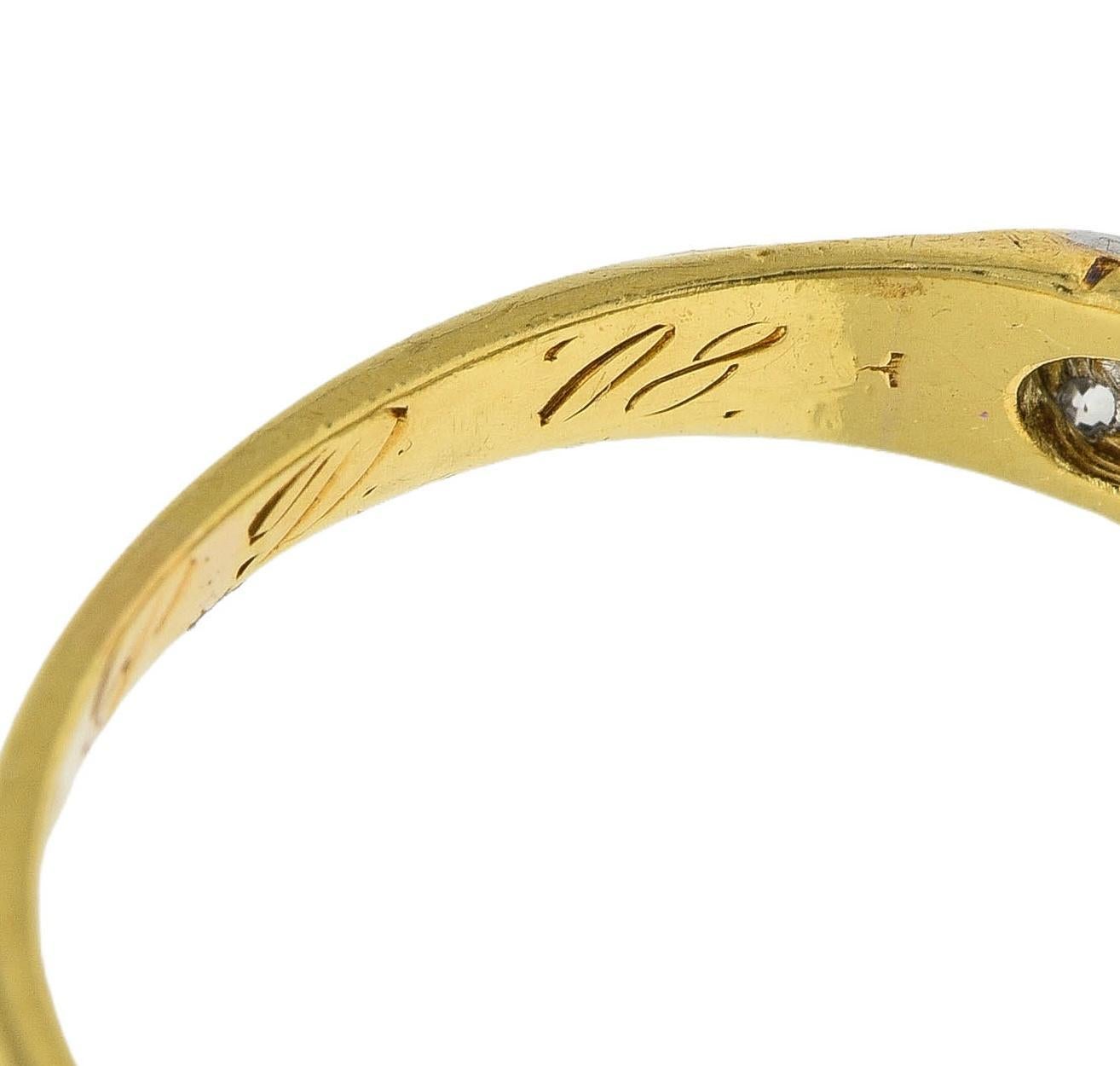 Edwardian 1908 1.74 CTW Diamond Platinum 18K Gold Antique Floral Engagement Ring For Sale 8