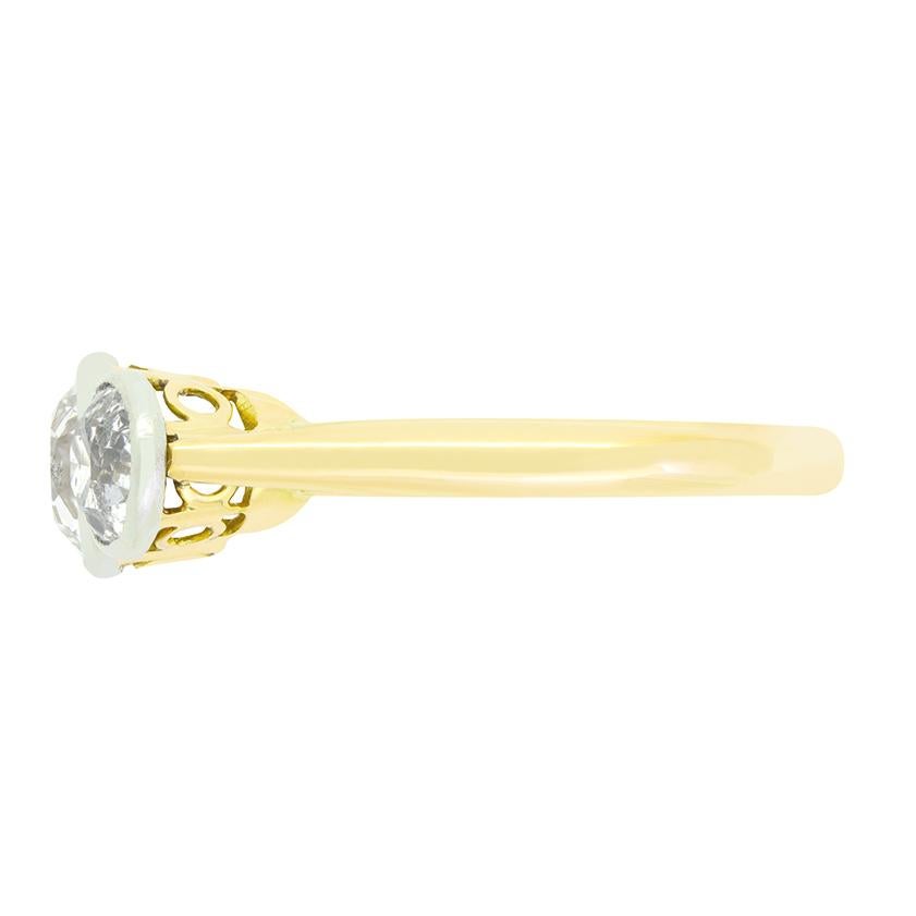 Old European Cut Edwardian 1.90ct Diamond Three Stone Ring, c.1910s For Sale