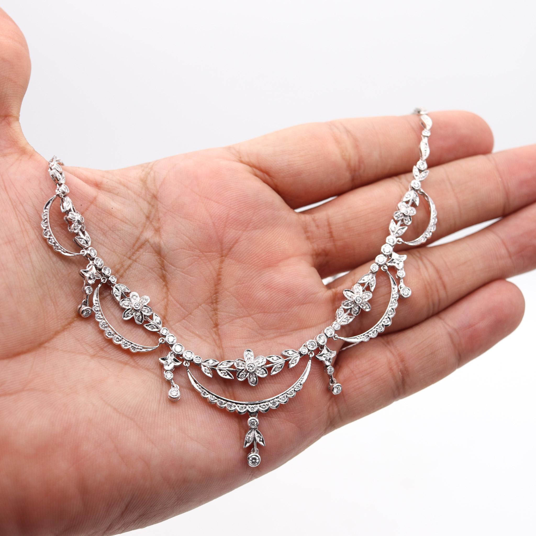 Edwardian 1910 Garlands Necklace In 18Kt White Gold With 3.72 Ctw In Diamonds For Sale 2