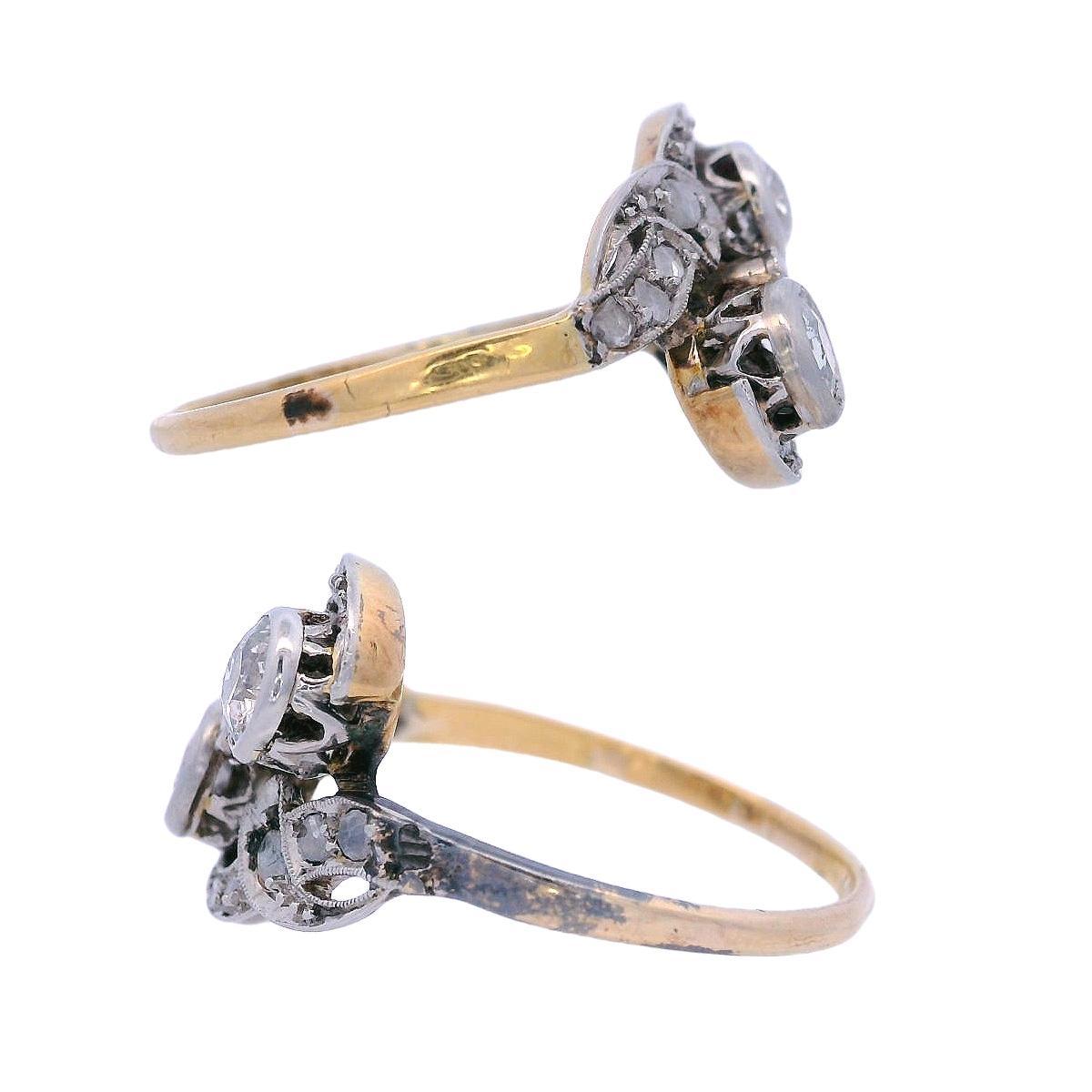 Taglio vecchia miniera Anello Edwardiano del 1910 in oro 18kt e platino con Diamonds Mine in vendita
