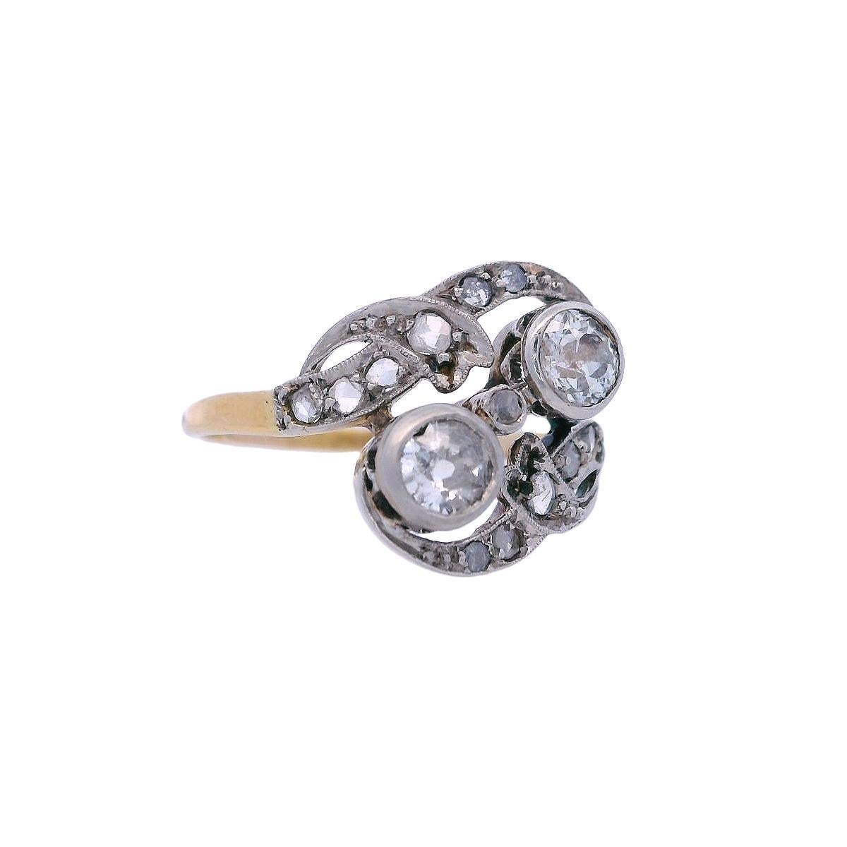 Anello Edwardiano del 1910 in oro 18kt e platino con Diamonds Mine In condizioni ottime in vendita a Aventura, FL