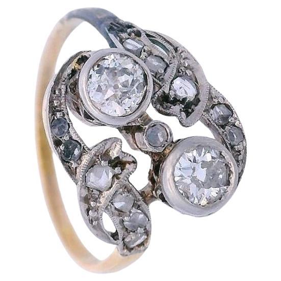 Edwardian 1910 Ring in 18kt Gold and Platinum with Old mine Diamonds