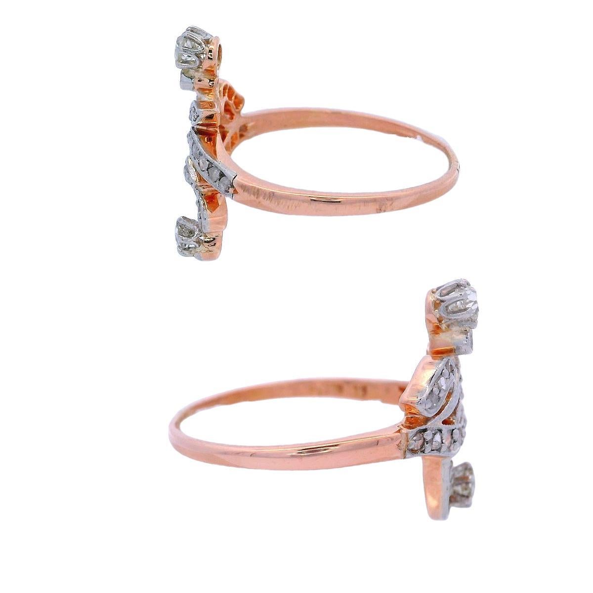 Edwardian 1910 Ring aus 18 Karat Roségold und Platin mit Diamanten für Damen oder Herren im Angebot