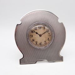 Edwardian 1910 Swiss Easel Back Desk Table Clock In Solid .925 Sterling Silver