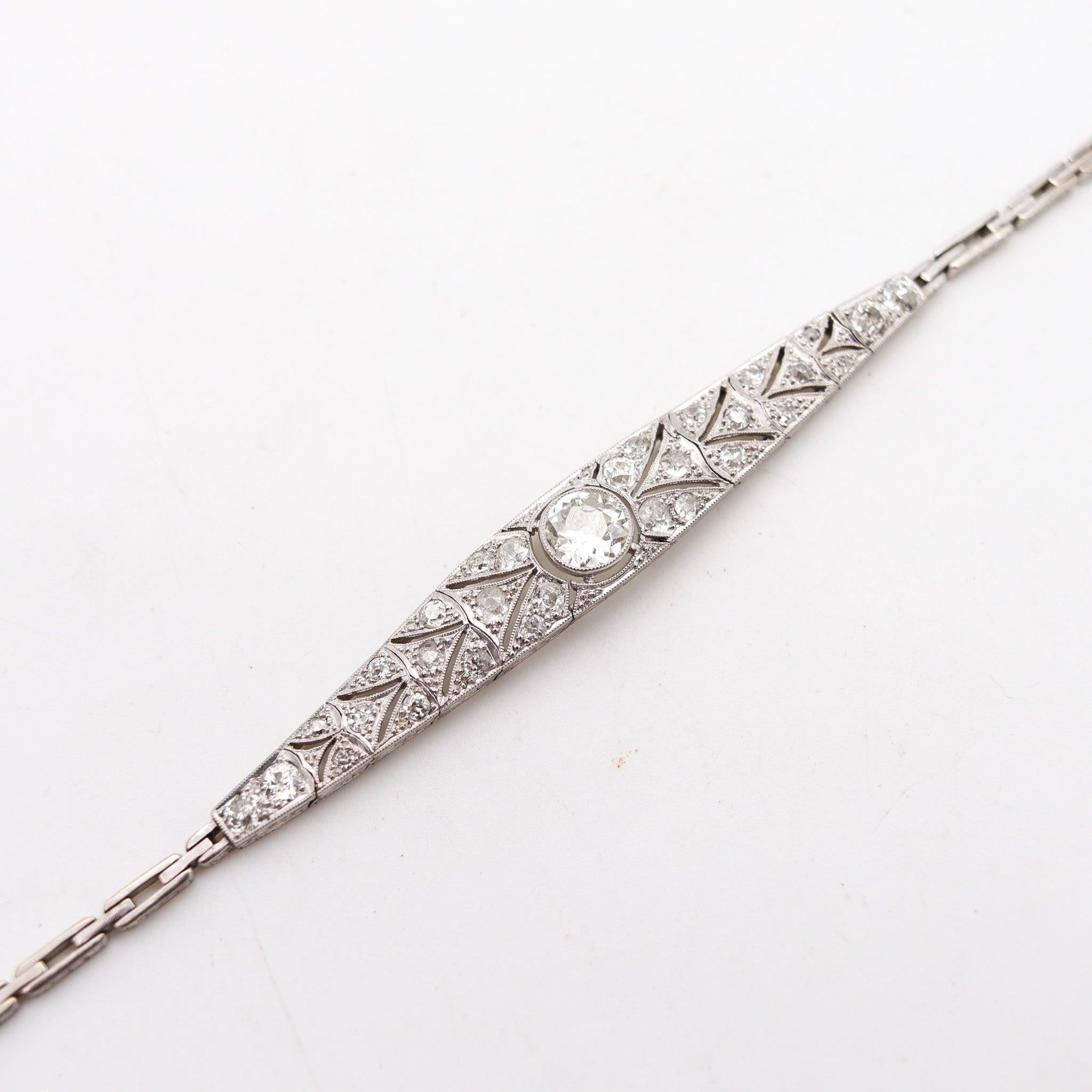 EDWARDIAN 1910 Pulsera Transicional de Platino con 2,39 qt de Eurodiamantes Eduardiano en venta