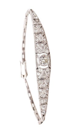 Bracelet transitionnel édouardien 1910 en platine avec 2,39 carats de diamants européens