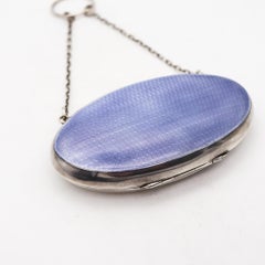Edwardian 1913 Art Nouveau Enamelled Guilloche Purse In .925 Sterling Silver