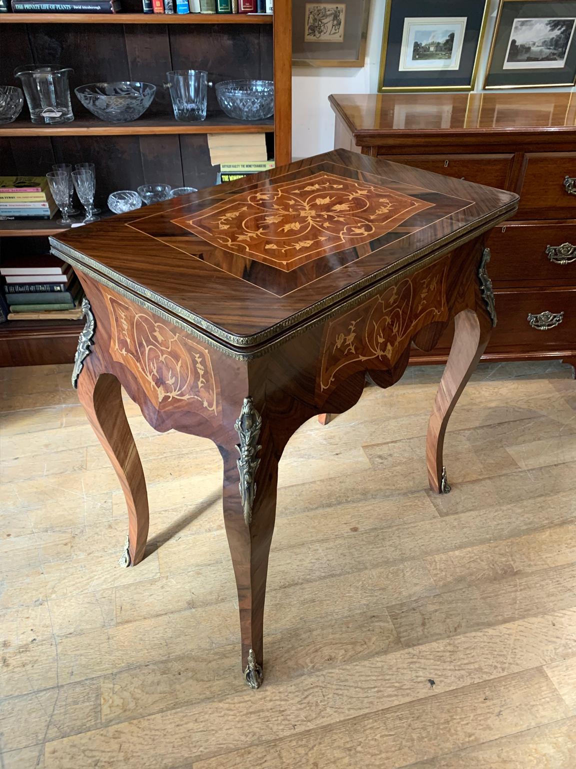 Hand-Crafted Edwardian / 1920’s French Inlaid Kingwood Card Table