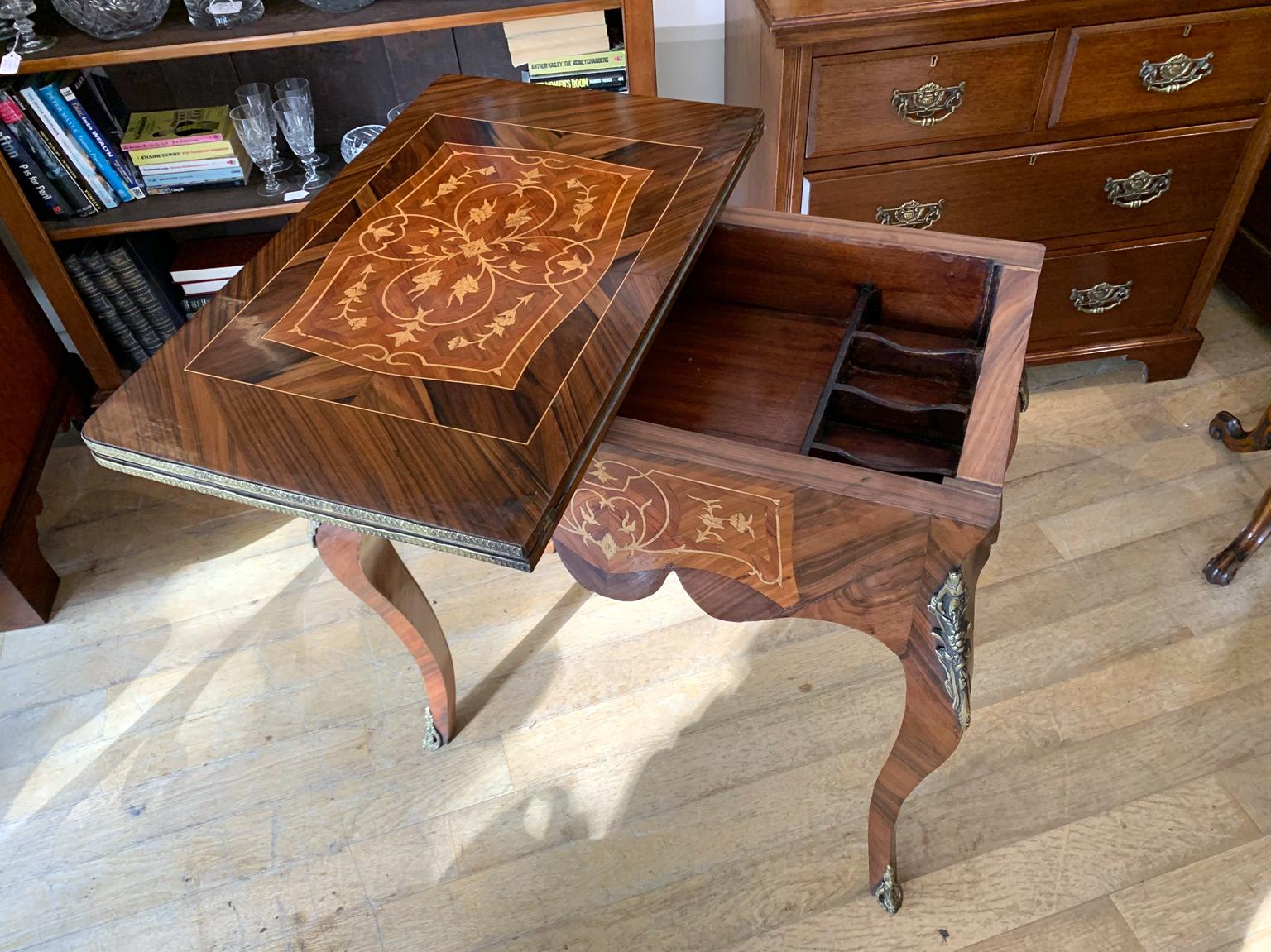 Edwardian / 1920’s French Inlaid Kingwood Card Table 1