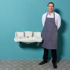 Edwardian 1920s Wall Mounted Ceramic Sink with Brackets
