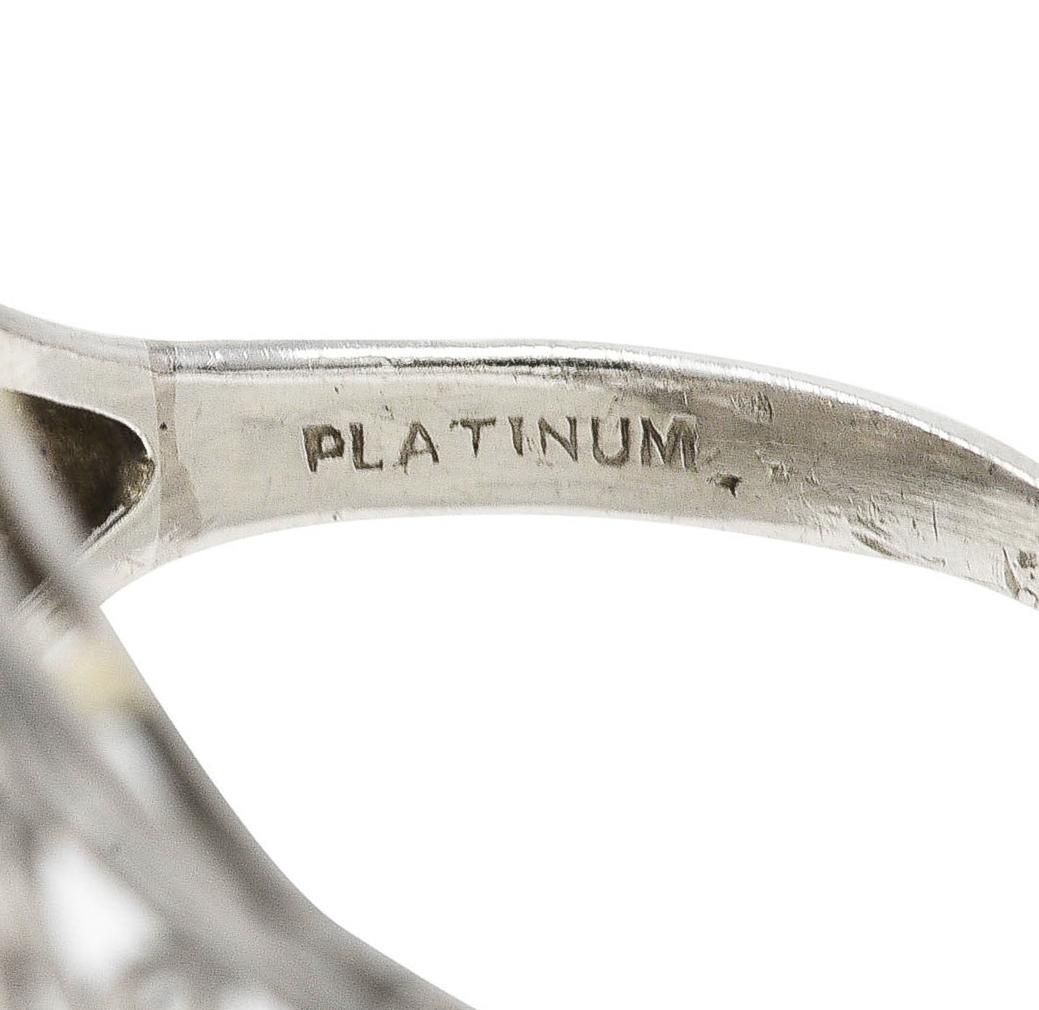 Edwardian 1.93 Carat Old European Cut Diamond Platinum Scrolling Antique Ring For Sale 2