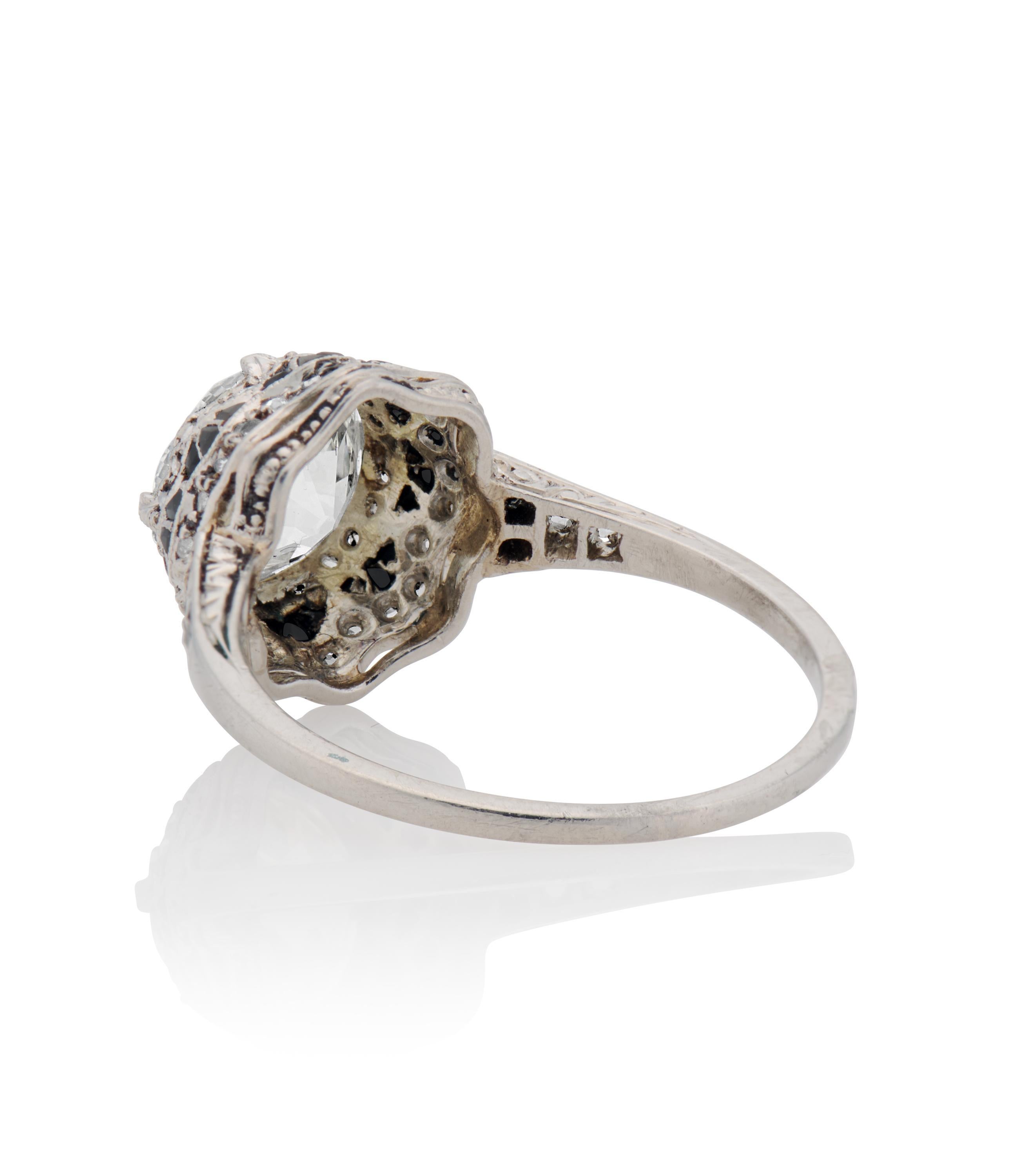 Edwardianischer Diamant im alten europäischen Schliff mit 1,94 Karat  Antiker Verlobungsring aus Platin (Alteuropäischer Schliff)