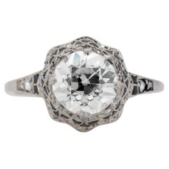 Edwardian 1.94 carat Old European Cut Diamond Platinum Antique Engagement Ring