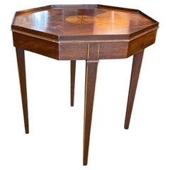 Edwardian 19th Century Walnut Octagonal Side or End Table with Rosewood Inlay
