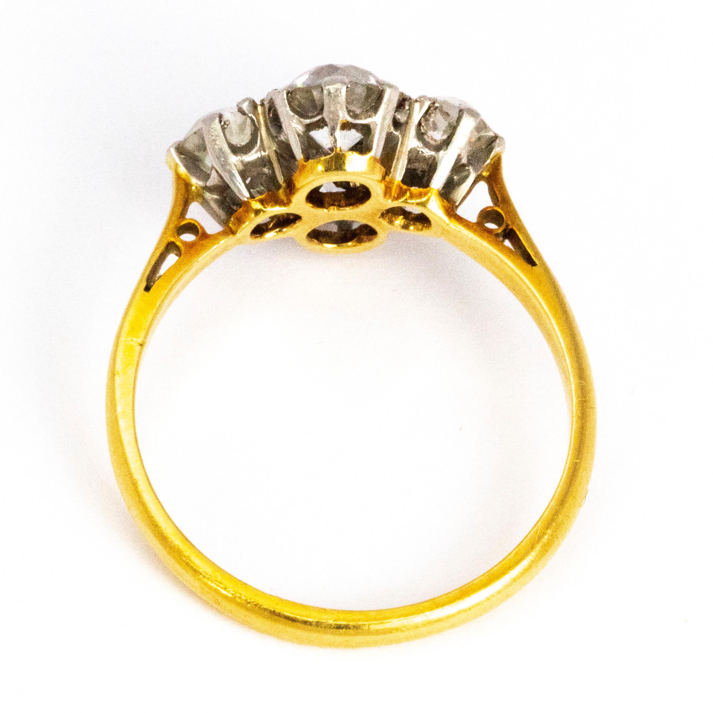 Edwardian 2 Carat Four-Stone Diamond Ring 1