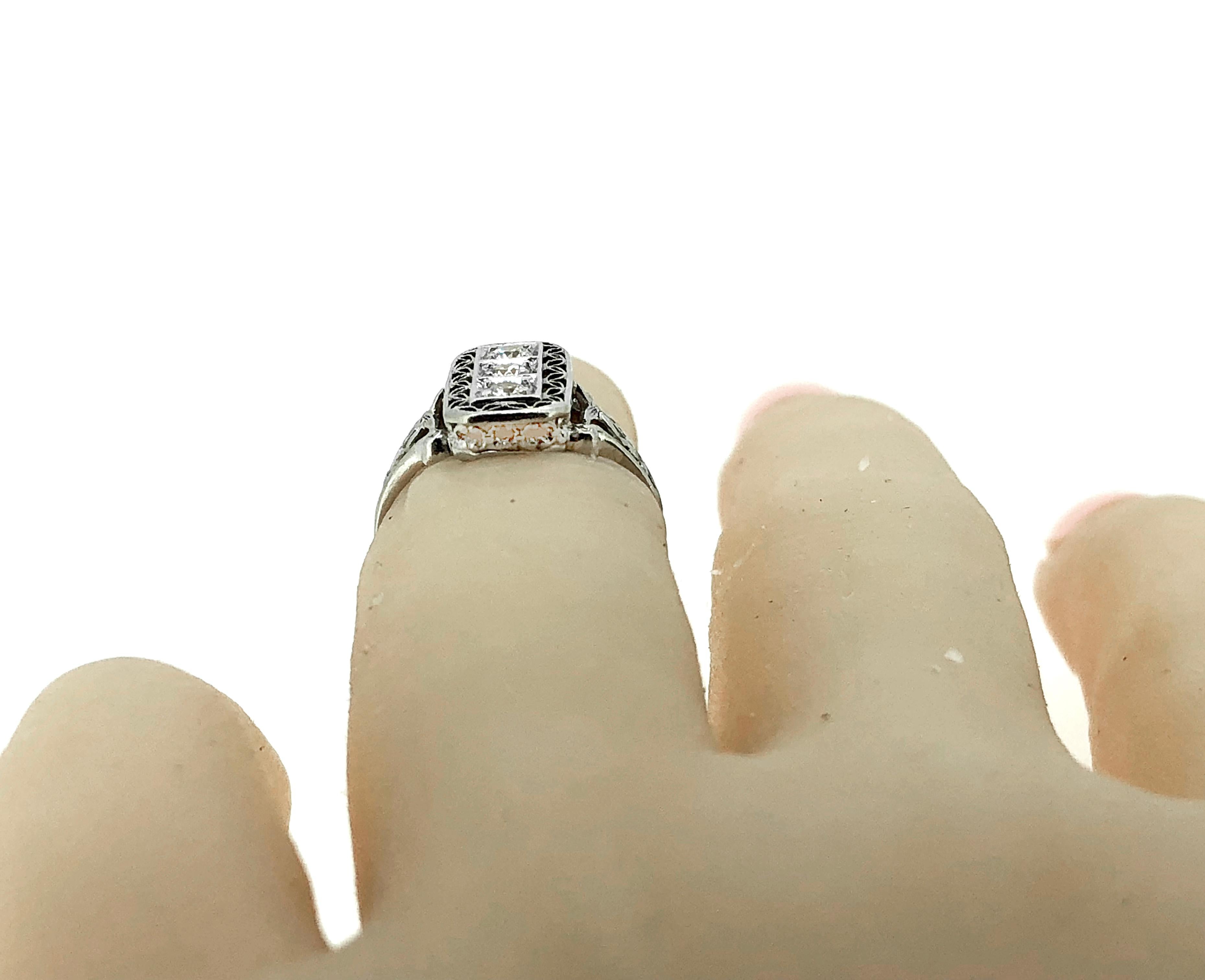Women's Edwardian .20 Carats Diamonds Platinum Ring For Sale