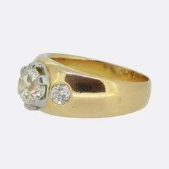Anillo eduardiano de tres piedras con diamantes de 2.00 quilates
