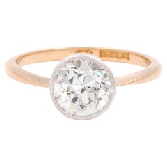 Bague de fiançailles solitaire édouardienne en diamant taille vieille Europe de 2,00 carats certifié GIA