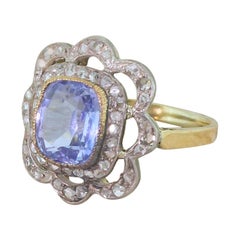 Edwardian 2.00 Carat Sapphire and 1.00 Carat Rose Cut Diamond Ring