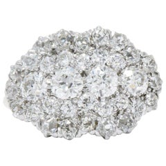 Edwardian 2.00 CTW Diamond Platinum & 14 Karat Gold Alternative Cluster Ring