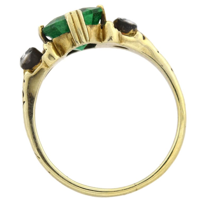 Edwardian 2.00 Total Carat Colombian Emerald and Diamond Ring at 1stDibs
