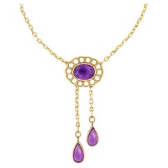 Edwardian 2.00ct Amethyst and Pearl Necklace, c.1900s