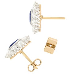 Edwardian 2.00ct Sapphire and Diamond Cluster Earrings, c.1910s