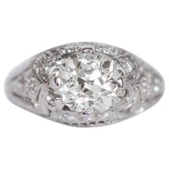 Edwardian 2::03 Karat Alte Mine Antike Cushion Cut Diamant Platin Ring