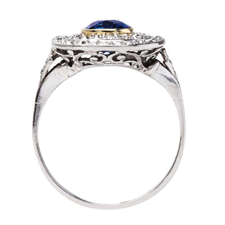 Women's Edwardian 2.05 Carat Ceylon Sapphire Diamond Engagement Ring