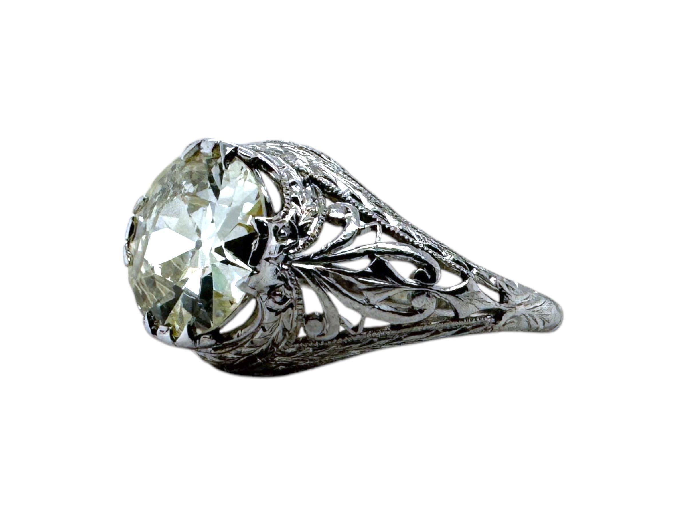 Edwardian 2.05 Carat Old European Cut Diamond Engagement Ring GIA In Good Condition For Sale In Montgomery, AL
