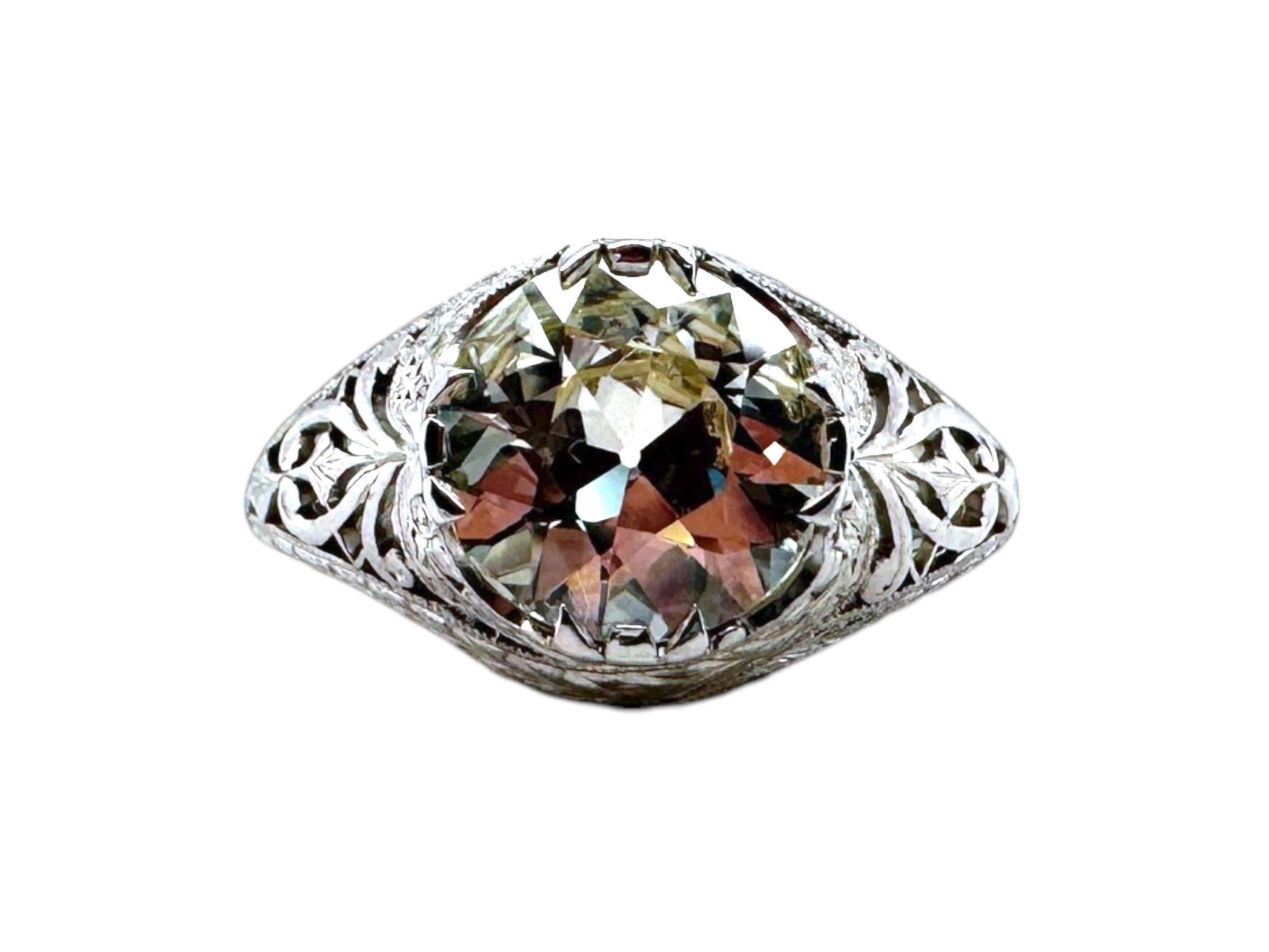 Edwardian 2.05 Carat Old European Cut Diamond Engagement Ring GIA For Sale 1