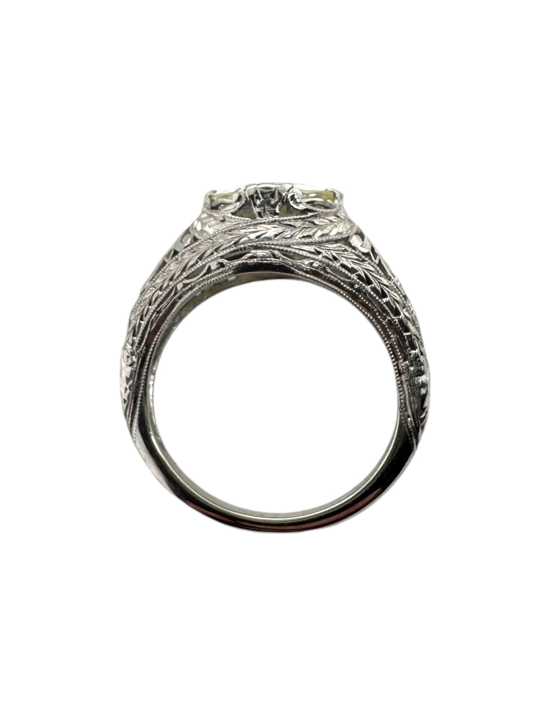 Edwardian 2.05 Carat Old European Cut Diamond Engagement Ring GIA For Sale 2