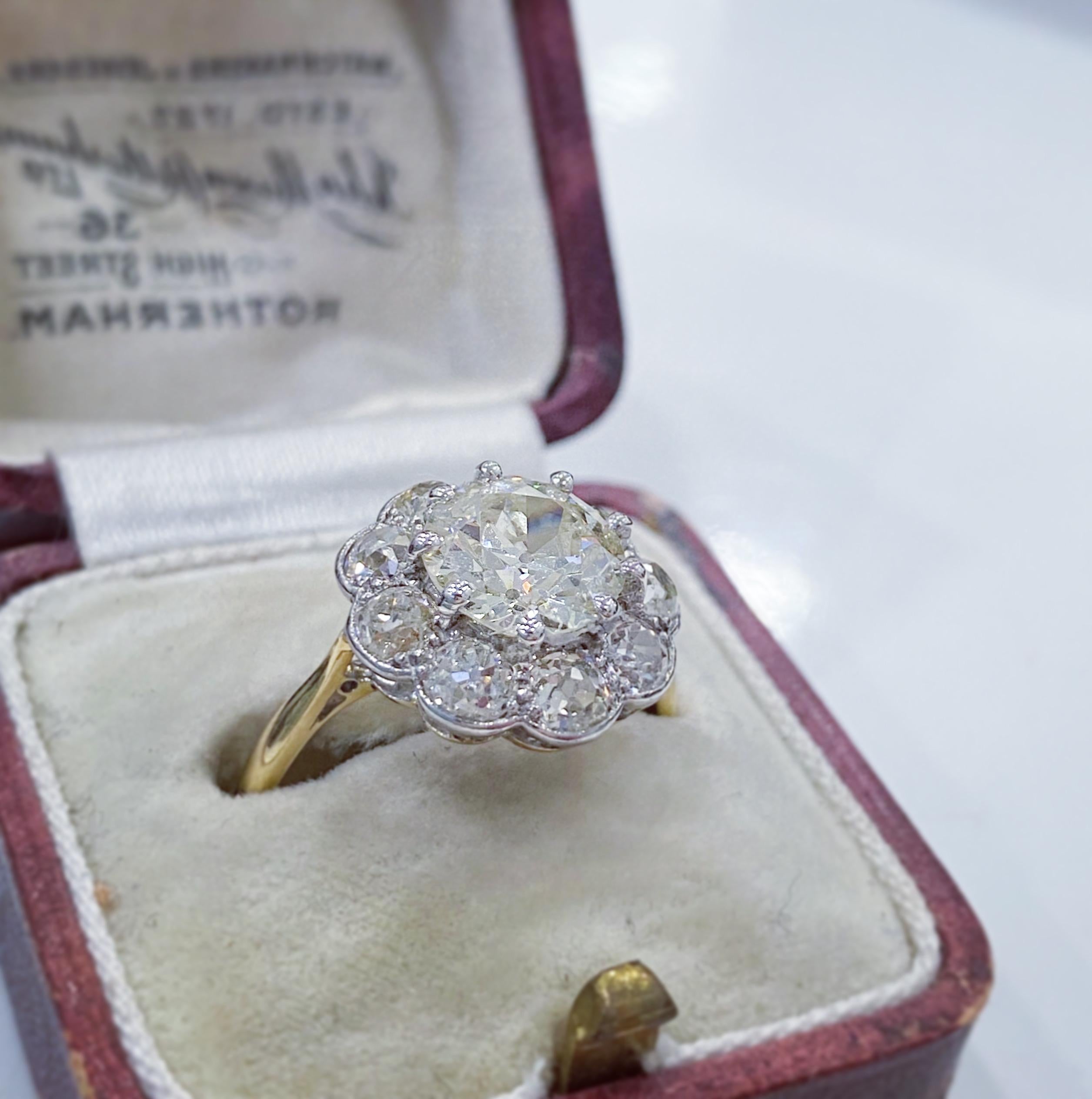 Edwardian 2.07 Carat Diamond Halo Engagement Ring, circa 1910s For Sale 2