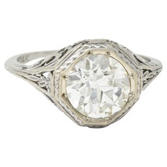 Antique Edwardian 2.07 CTW Old European Cut Diamond 14 Karat White Gold Engagement Ring