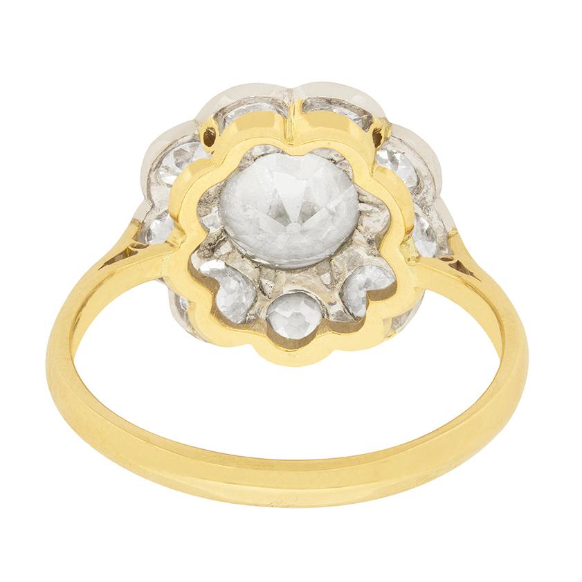 Old Mine Cut Edwardian 2.07 Carat Diamond Halo Engagement Ring, circa 1910s For Sale